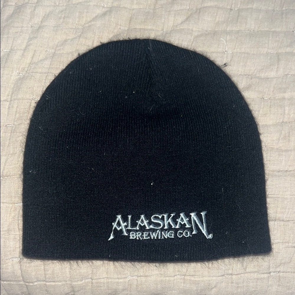 Black Knit Beanie with Alaskan Embroidery